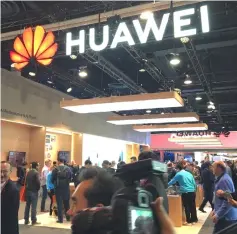  ??  ?? The Huawei booth is seen during CES 2019 consumer electronic­s show at the Las Vegas Convention Centre in Las Vegas, Nevada. — AFP photo