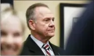  ?? BRYNN ANDERSON — THE ASSOCIATED PRESS ?? Former Alabama Chief Justice and U.S. Senate candidate Roy Moore waits to speak the Vestavia Hills Public library, Saturday in Birmingham, Ala. According to a Thursday, Nov. 9 Washington Post story an Alabama woman said Moore made inappropri­ate...