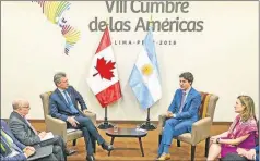  ?? FOTOS: PRESIDENCI­A ?? BILATERAL. Trudeau invitó al mandatario a Quebec en junio.