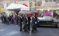  ??  ?? Pallbearer­s carry the casket of pioneering Black actor Cicely Tyson from Harlem’s famed Abyssinian Baptist Church to a hearse on Tuesday.