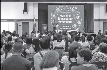  ??  ?? 16TH WORLD BAZAAR: Close to 800 participan­ts from different companies were in attendance for the World Bazaar Festival (WBF) Exhibitors’ Orientatio­n last Oct. 24 at the Philippine Trade Training Center. Globe myBusiness launched at the event their...