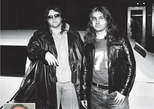  ?? SKY TV/GETTY IMAGES ?? Jim Steinman, right, with Meat Loaf in 1977, the year Bat Out of Hell was released, and, inset, in 2012. He was famously reclusive and prone to dark moods.