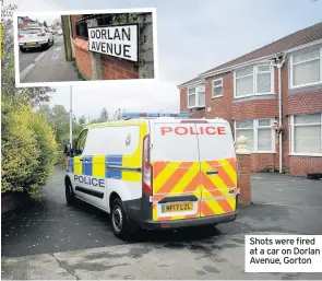  ??  ?? Shots were fired at a car on Dorlan Avenue, Gorton