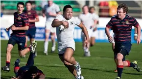  ?? Photo: MURRAY WILSON, STUFF. ?? Turbos and All Blacks back Ngani Laumape pictured playing for Palmerston North Boys High School vs Rotorua Boys High School in 2011.