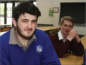  ??  ?? Daniel Downey and Lee Dempsey at Glenart College, Arklow.