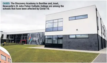  ??  ?? CASES: The Discovery Academy in Bentilee and, inset, Newcastle’s St John Fisher Catholic College are among the schools that have been affected by Covid-19.