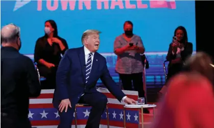  ?? Photograph: Carlos Barría/Reuters ?? Donald Trump took part in a live one-hour NBC News town hall event on 15 October 2020.