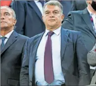  ?? ?? Joan Laporta, en el palco del Camp Nou.