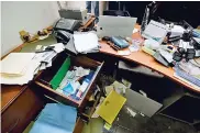  ?? AFP ?? Vista de daños en la oficina del periodista nicaragüen­se Carlos Fernando Chamorro, en Managua.