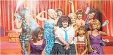  ?? CHRIS HASTON, NBC ?? From left in front, Amber (Dove Cameron), Tracy (Maddie Baillio) and Penny (Ariana Grande) rock NBC’s Hairspray.