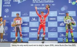  ??  ?? Taking his only world round win to date in Japan 2018, Jaime Busto (Gas Gas-ESP).