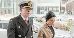  ?? DARREN BROWN / NATIONAL POST ?? Vice-Admiral Mark Norman with his lawyer Marie Henein. Norman is facing a charge of breach of trust for allegedly leaking confidenti­al informatio­n.