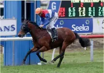  ?? TRISH DUNELL ?? Popstar Princess and rider Jonathan Riddell cruise away with the Tauranga Classic yesterday.