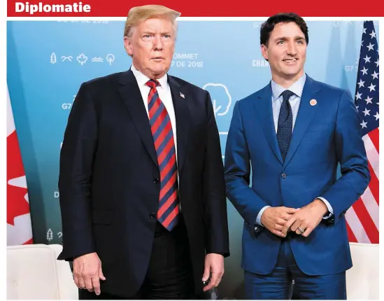  ?? PHOTO D’ARCHIVES, AFP ?? Après avoir traité Justin Trudeau de « très malhonnête » et de « faible », cette fin de semaine au G7, le président américain Donald Trump en a remis, hier, après sa rencontre avec Kim Jong-un en menaçant de faire mal à l’économie canadienne.