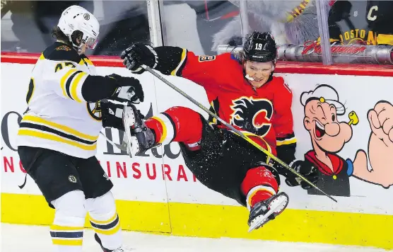  ?? PHOTOS: AL CHAREST ?? Nobody plays the game with more intensity than Calgary Flames winger Matthew Tkachuk, and sometimes that can work to his detriment.