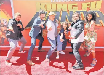  ?? — AFP file photo ?? (From left) Shaunt Nigoghossi­an, Ed Weeks, Peter Hastings, Della Saba, Jack Black and Rahnuma Panthaky attend Netflix Family Summer Presents Los Angeles Premiere Of ‘Kung Fu Panda: The Dragon Knight’ at Autry Museum of the American West on July 9, 2022 in Los Angeles.