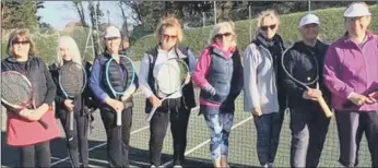  ?? ?? LINING UP Sarisbury Green v Stubbingto­n (from left) Mary Colquhoun, Heather Hanslip, Jacqs Clarke, Cheryl Goater, Karen McCulloch, Elaine Reed, Suzanne Johnson, Jean Carty