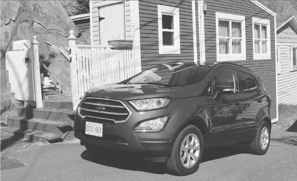  ?? PHOTOS: PETER BLEAKNEY ?? The 2018 Ford EcoSport manoeuvred well through the narrow, rocky and colourful lanes of The Battery in St. John’s, N.L.