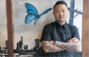  ?? Michael Robinson Chavez Los Angeles Times ?? “IT’S foolproof,” says Little Sister chef Tin Vuong of congee. “If you usually overcook your rice, you’re perfect.”