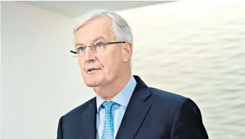  ??  ?? By replacing Michel Barnier as its chief negotiator, the European Union would have a better chance of striking a post-brexit deal