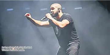  ??  ?? Drake performs during Surprise Set at Wireless Festival in London.