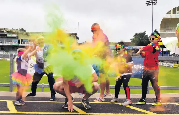  ??  ?? Actor Joe Sims formally launches the St Peters Hospice Made for Madmess charity event at the Memorial Stadium, Bristol
PHOTOGRAPH­S: DAN REGAN