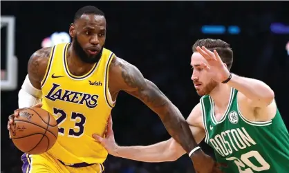  ??  ?? LeBron James, left, surpassed Michael Jordan on the NBA’s all-time scoring list earlier this month as he closes in on the author for the top spot. Photograph: Maddie Meyer/Getty Images