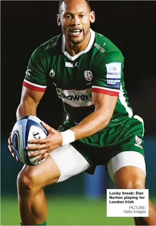  ?? PICTURE: Getty Images ?? Lucky break: Dan Norton playing for London Irish