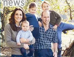  ?? REUTERS ?? Photo shows Prince William, the Duchess of Cambridge, with their three children, Prince Louis, Princess Charlotte and Prince George (right) at Anmer Hall in Norfolk on Thursday.