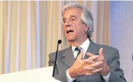  ?? Presidenci­a UrUgUay ?? Vázquez, ayer, en una conferenci­a de la OMS