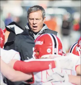  ?? Bob Luckey Jr. / Hearst Connecticu­t Media ?? New Canaan football coach Lou Marinelli during the 2017 Turkey Bowl game against Darien. There won’t be a Turkey Bowl this season, but Darien and New Canaan played Saturday in a final Fairfield County Football League game.