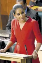  ??  ?? Lisa Hanna addressing Parliament