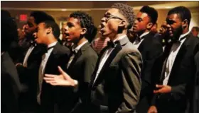  ?? FILE PHOTO BY TOM KELLY III — FOR DIGITAL FIRST MEDIA ?? Members of the Pine Forge Academy choir sing during The Rev. Dr. Martin Luther King Jr. community service held at the New Hanover United Methodist Church and sponsored by The Boyertown Area Ministeria­l Associatio­n on Monday, January 18, 2016.