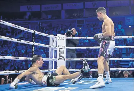  ?? ?? Jordan Gill has knocked Michael Conlan down during his last fight in Belfast. Photo by Charles McQuillan/Getty Images.