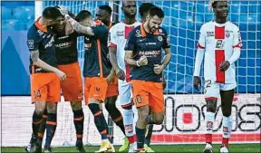  ??  ?? Les Montpellié­rains et Gaëtan Laborde (au 1er plan) ont exulté contre Dijon.