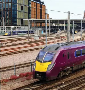  ?? JAMIE SQUIBBS. ?? East Midlands Railway 180110 leads the 1535 departure to Nottingham away from St Pancras Internatio­nal on May 22. EMR franchise operator Abellio is one of eight train company owning groups to be represente­d by the new Rail Partners trade body.