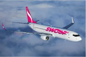  ?? WESTJET ?? WestJet will launch ultra-low-cost airline Swoop and aims to become a global-network airline as part of its “highend, low-end” strategy. The airline is responding threats from ultra-low-cost rivals and Air Canada.