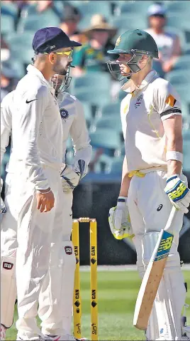  ?? AP ?? The Test series between India and Australia earlier this year was mired in a lot of controvers­ies where both Virat Kohli (left) and Steve Smith didn’t back down.