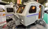  ??  ?? LEFT TOP-BOTTOM The Knaus Starclass 560 previewed 2019-season soft furnishing­s. The Freedom Microlite Discovery LE is just 4m in length RIGHT 1950s American diner chic in the Eriba Touring Troll 530 Rockabilly