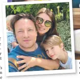  ??  ?? Celebrity chef Jamie Oliver, pictured above and left with his wife Juliette Norton and two of their five children.