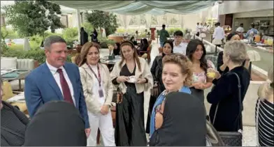  ?? ?? Australian and Canadian Ambassador­s to Qatar HE Shane Flanagan and HE Isabelle Martin interact with prominent women leaders from Qatar, Australia, and Canada during a networking breakfast held in Doha recently to celebrate the Internatio­nal Women’s Day.