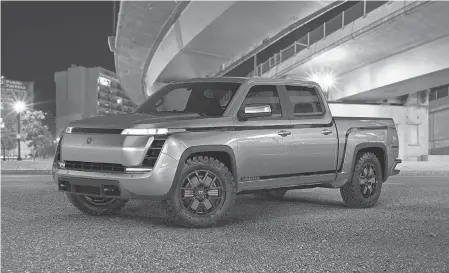  ??  ?? One of the first rendering photos of the 2021 all- electric Endurance pickup from Lordstown Motors. LORDSTOWN MOTORS