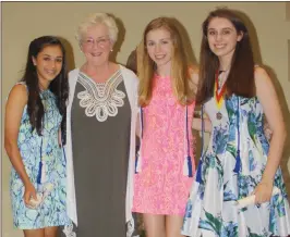  ??  ?? MCDS Excellence award winners are, from left, Mia Zona, with Sr. Martha Mulligan, Kathryn Hornsleth and Brigitta Larson.