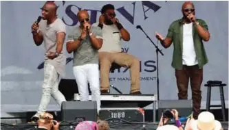  ??  ?? Members of the group Naturally 7 perform at Fort Adams during the Newport Jazz Festival in Newport, Rhode Island. — AFP photos