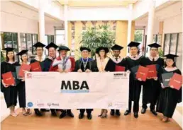  ??  ?? First cohort of MBA programme at Sunway University with (fifth from left) Thornborro­w, Williams and Remke.