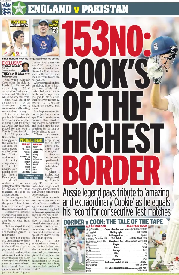  ??  ?? STILL HUNGRY Cook has a huge appetite for Test cricket