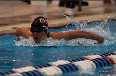  ?? DAVID C. TURBEN — FOR THE NEWS-HERALD ?? Chardon’s Gracie Duchon placed third in the 100-yard butterfly in a time of 57.95on Feb. 20during the Division I SPIRE District.
