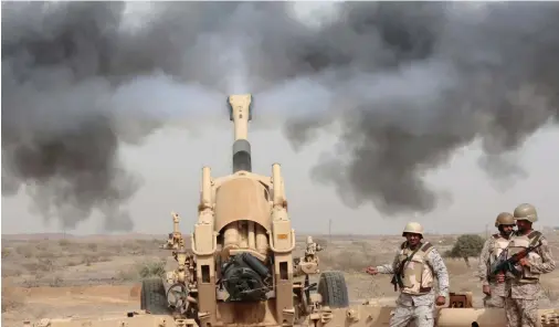  ??  ?? Saudi ground forces have been giving Iran-backed Houthi militias a befitting reply along the border with Yemen.