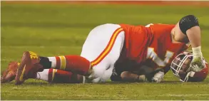  ?? CHARLIE RIEDEL / THE ASSOCIATED PRESS ?? Kansas City Chiefs standout left tackle Eric Fisher suffered an Achilles injury
during the AFC Championsh­ip two weeks ago at Arrowhead Stadium.