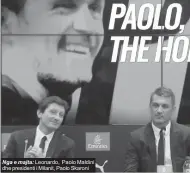  ??  ?? Nga e majta: Leonardo, Paolo Maldini dhe presidenti i Milanit, Paolo Skaroni